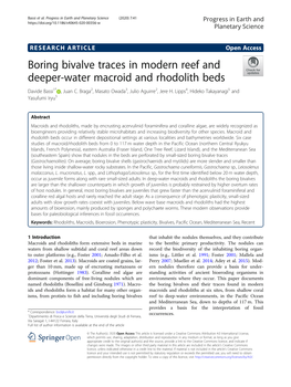 Boring Bivalve Traces in Modern Reef and Deeper-Water Macroid and Rhodolith Beds Davide Bassi1* , Juan C