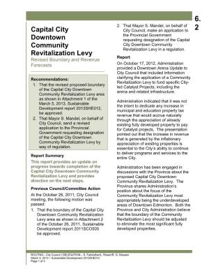 Capital City Downtown Community Revitalization Levy – Revised Boundary and Revenue Forecasts
