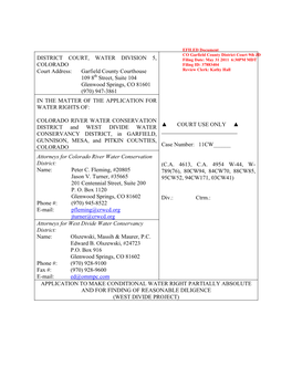 District Court, Water Division 5, Colorado Case No