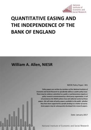 Quantitative Easing and the Independence of the Bank of England