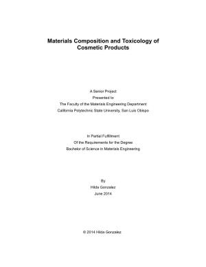Material Composition and Toxicology of Cosmetic Products