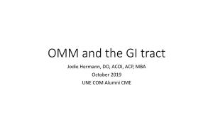 OMM and the GI Tract Jodie Hermann, DO, ACOI, ACP, MBA October 2019 UNE COM Alumni CME Disclosures