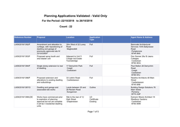 Planning Applications Validated - Valid Only for the Period:-22/10/2018 to 26/10/2018