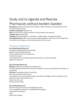Study Visit to Uganda and Rwanda Pharmacists Without Borders Sweden
