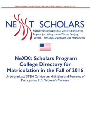 Nexxt Scholars Program: College Guide