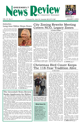 City Zoning Rewrite Meeting Covers NCO, Legacy Zones Christmas Bird