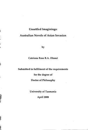 Unsettled Imaginings : Australian Novels of Asian Invasion
