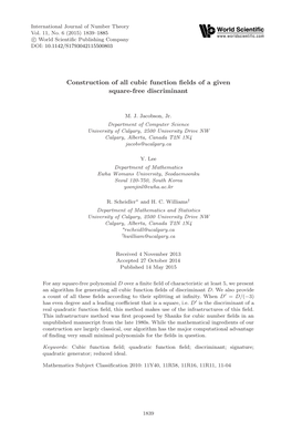Construction of All Cubic Function Fields of a Given Square-Free Discriminant