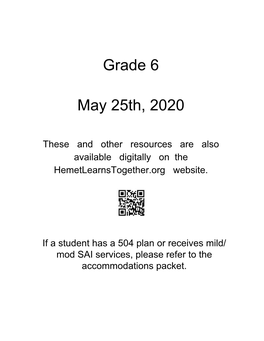 Grade 6 May 25Th, 2020