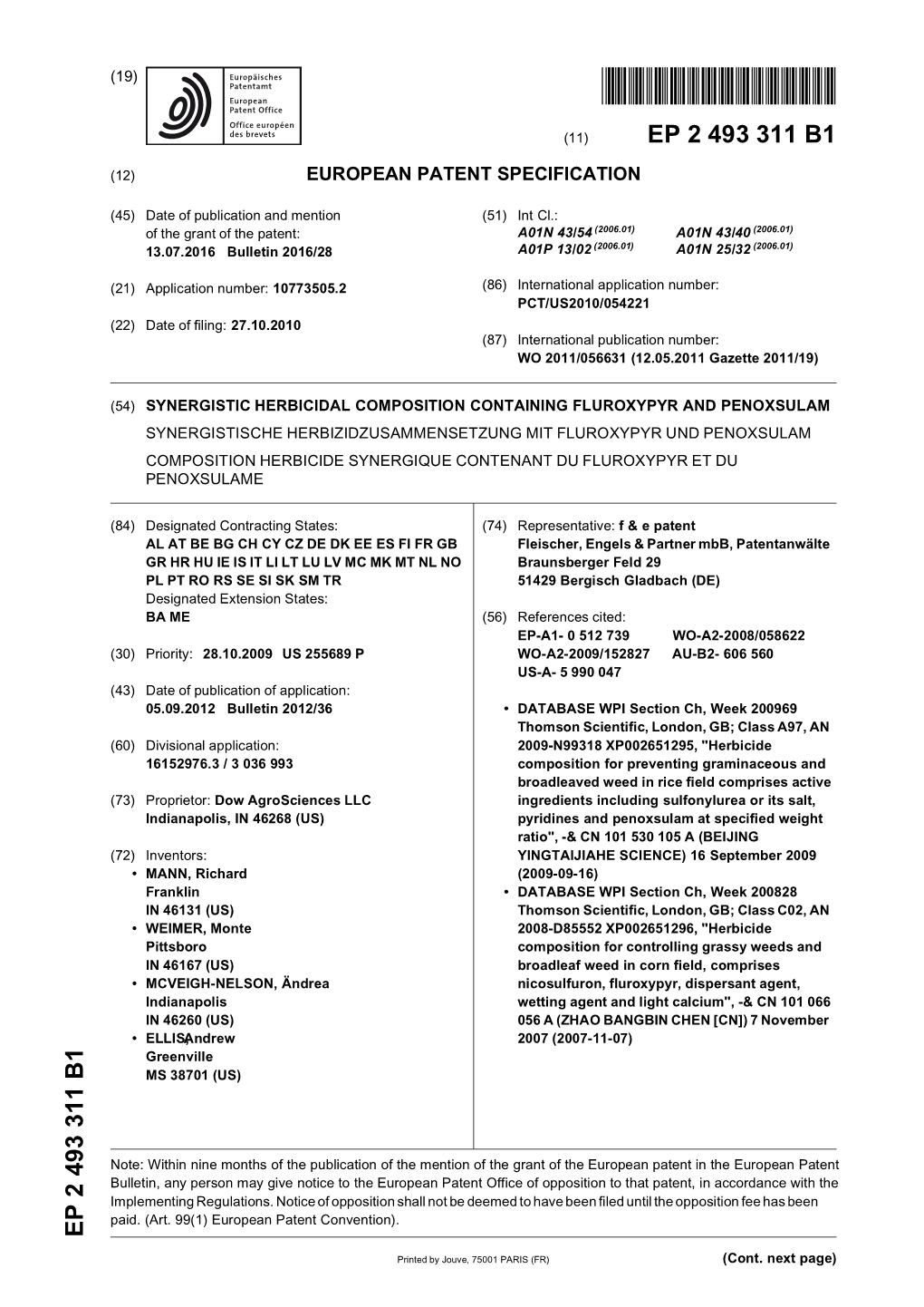 Synergistic Herbicidal Composition Containing