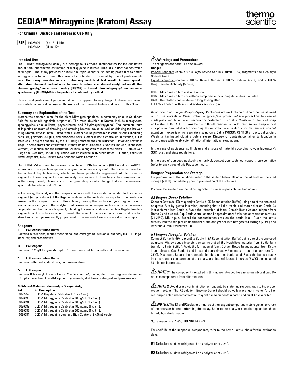 CEDIATM Mitragynine (Kratom) Assay