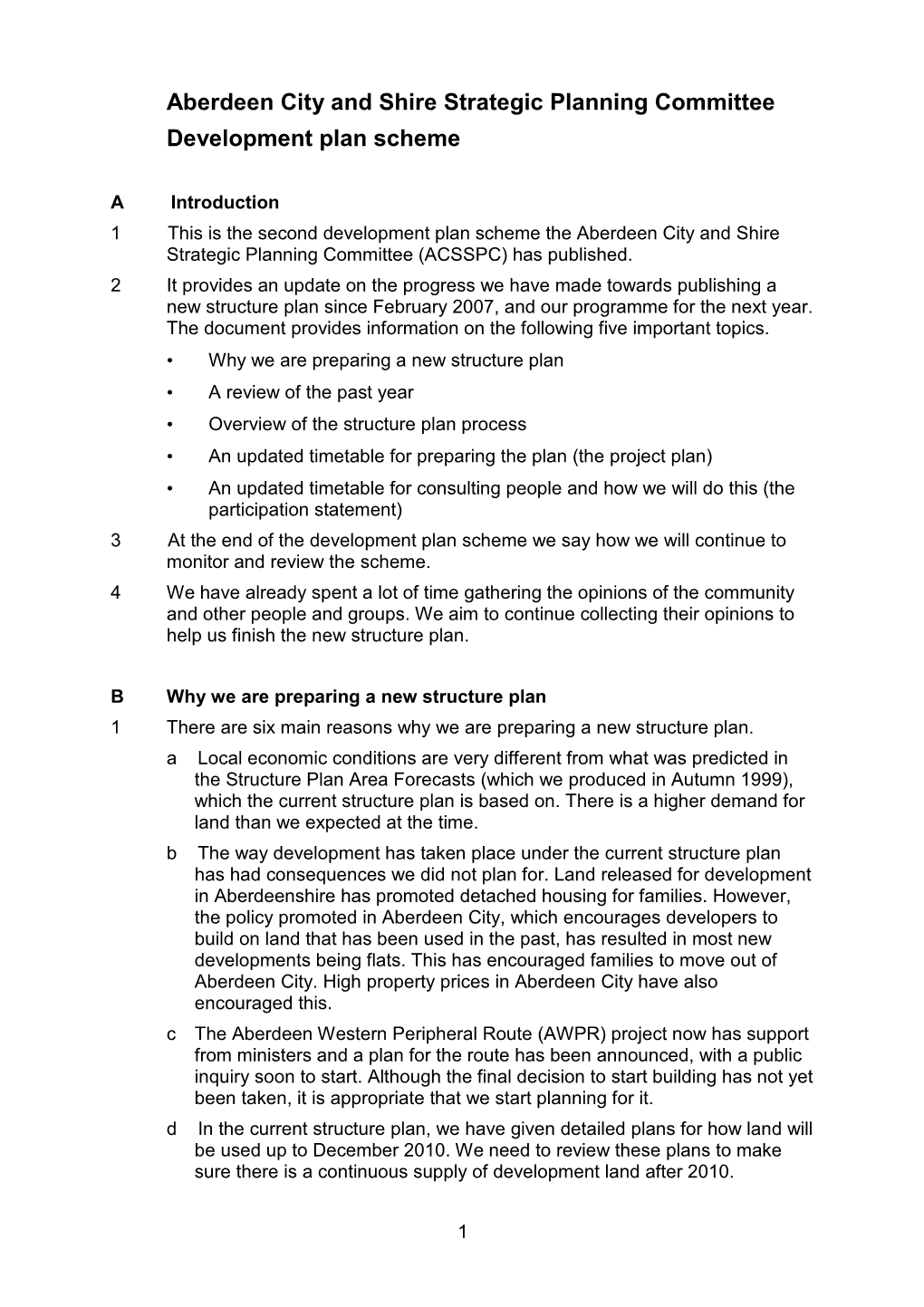 Aberdeen City and Shire Strategic Planning Committee Development Plan Scheme