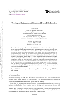 Topological Entanglement Entropy of Black Hole Interiors