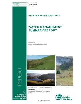 Water Management Summary Report