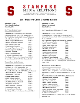 2007 Stanford Cross Country Results