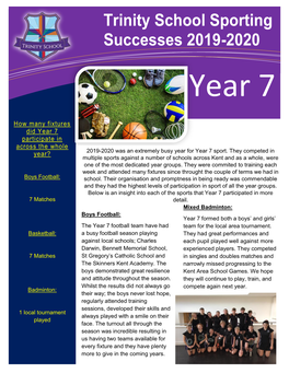Trinity School Sporting Successes 2019-2020