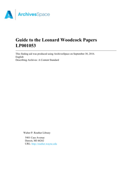 Leonard Woodcock Papers LP001053