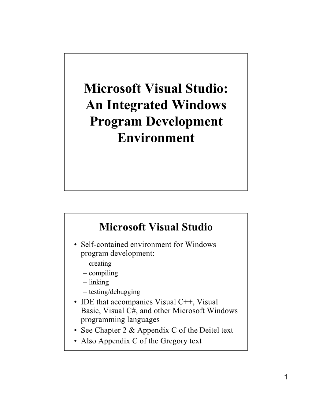 Microsoft Visual Studio: an Integrated Windows Program Development Environment