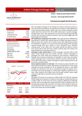 Indian Energy Exchange Ltd. July 31, 2018