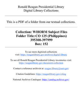 WHORM Subject Files Folder Title:CO 125 (Philippines) 395300-397999