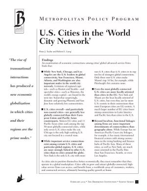 US Cities in the 'World City Network'