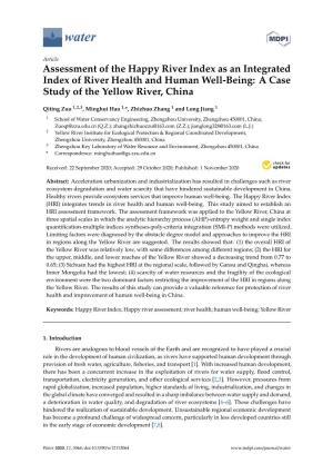 Assessment of the Happy River Index As an Integrated Index of River Health and Human Well-Being: a Case Study of the Yellow River, China
