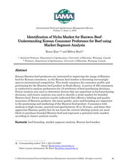 Identification of Niche Market for Hanwoo Beef: Understanding Korean Consumer Preference for Beef Using Market Segment Analysis