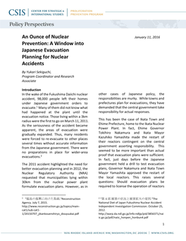 A Window Into Japanese Evacuation Planning for Nuclear Accidents