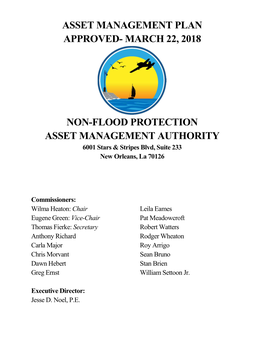 March 22, 2018 Non-Flood Protection Asset Management Authority