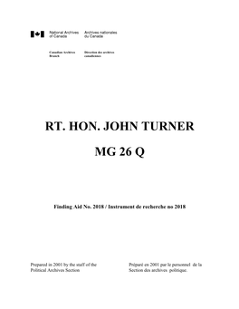 Rt. Hon. John Turner Mg 26 Q 1 Northern Affairs Series 3