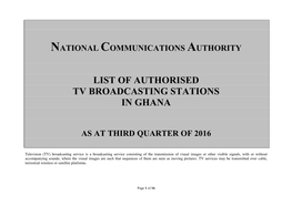 List of Authorised Tv Broadcasting Stations in Ghana