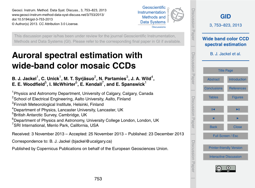 Wide Band Color CCD Spectral Estimation the RGB Contribution Matrix for the MX7C Raw Mode Is Given in Eq