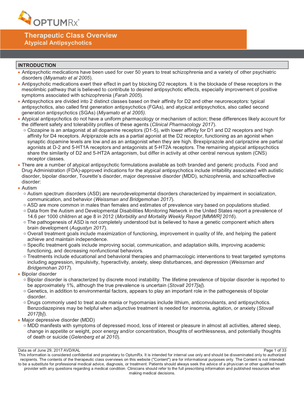 Therapeutic Class Overview Atypical Antipsychotics