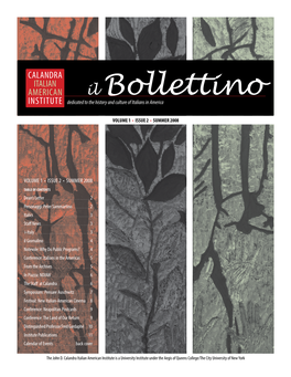 Il Bollettino INSTITUTE Dedicated to the History and Culture of Italians in America