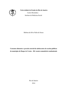 Universidade Do Estado Do Rio De Janeiro Centro Biomédico Instituto De Medicina Social