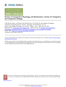 Division of Comparative Physiology and Biochemistry, Society for Integrative and Comparative Biology