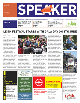 Leith Festival Starts with Gala Day on 8Th June