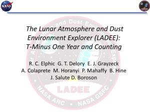 The Lunar Atmosphere and Dust Environment Explorer (LADEE): T-Minus One Year and Counting