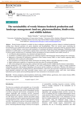 Ecocycles (E-Journal - European Ecocycles Society) ECOCYCLES Open Access Scientific Journal ISSN 2416-2140 of the European Ecocycles Society