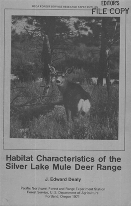 Habitat Characteristics of the Silver Lake Mule Deer Range