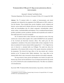 1 1H Chemical Shifts in NMR, Part 18 1. Ring Currents and Π-Electron