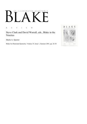 Steve Clark and David Worrall, Eds., Blake in the Nineties