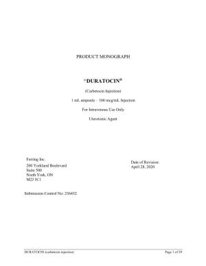 DURATOCIN® Product Monograph