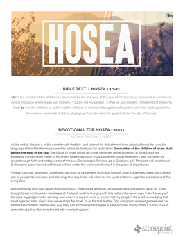 Hosea 1:10-11 Devotional for Hosea 1:10-11