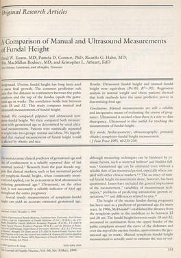 A Comparison of Manual and Ultrasound Measurements Offundal Height David W