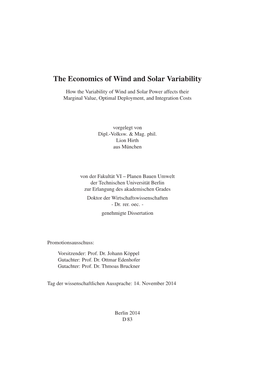 The Economics of Wind and Solar Variability