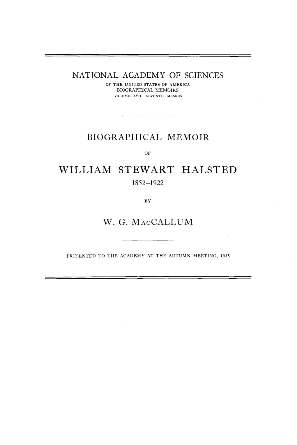 William Stewart Halsted 1852-1922