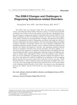 The DSM-5 Changes and Challenges in Diagnosing Substance-Related Disorders