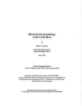 Historical Geomorphology of the Verde River