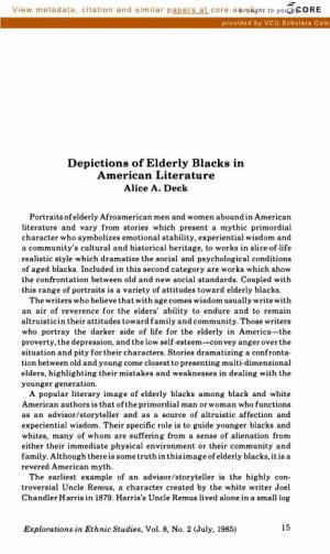 Depictions of Elderly Blacks in American Literature Alice A